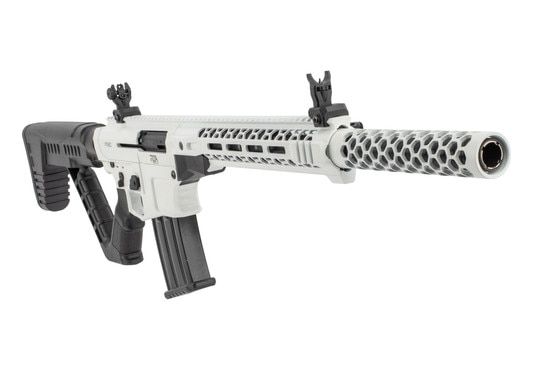 Rock Island VR80 12 Gauge Tactical Shotgun in Stormtrooper White includes adjustable flip-up sights